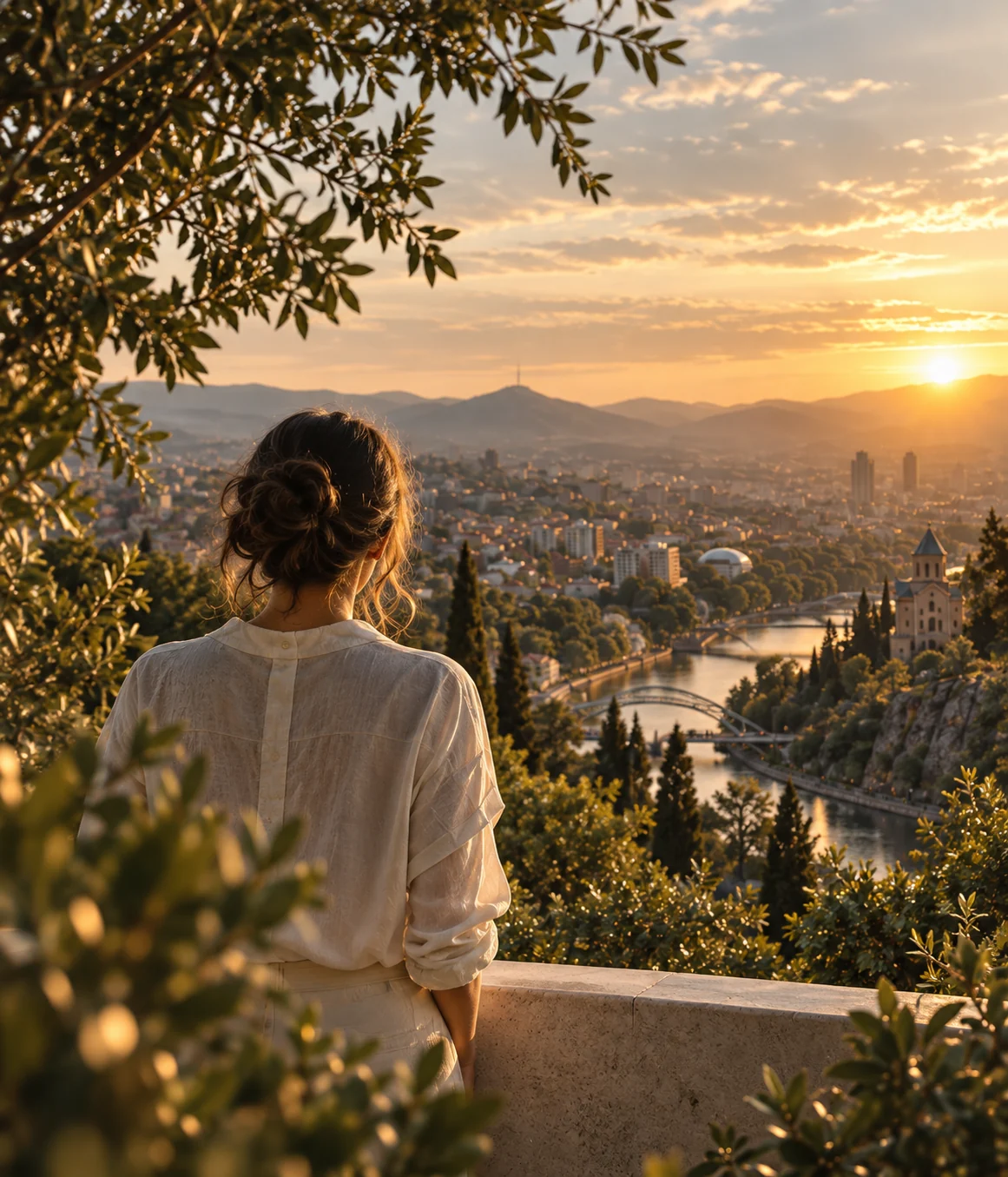 A quiet moment overlooking Tbilisi at sunset